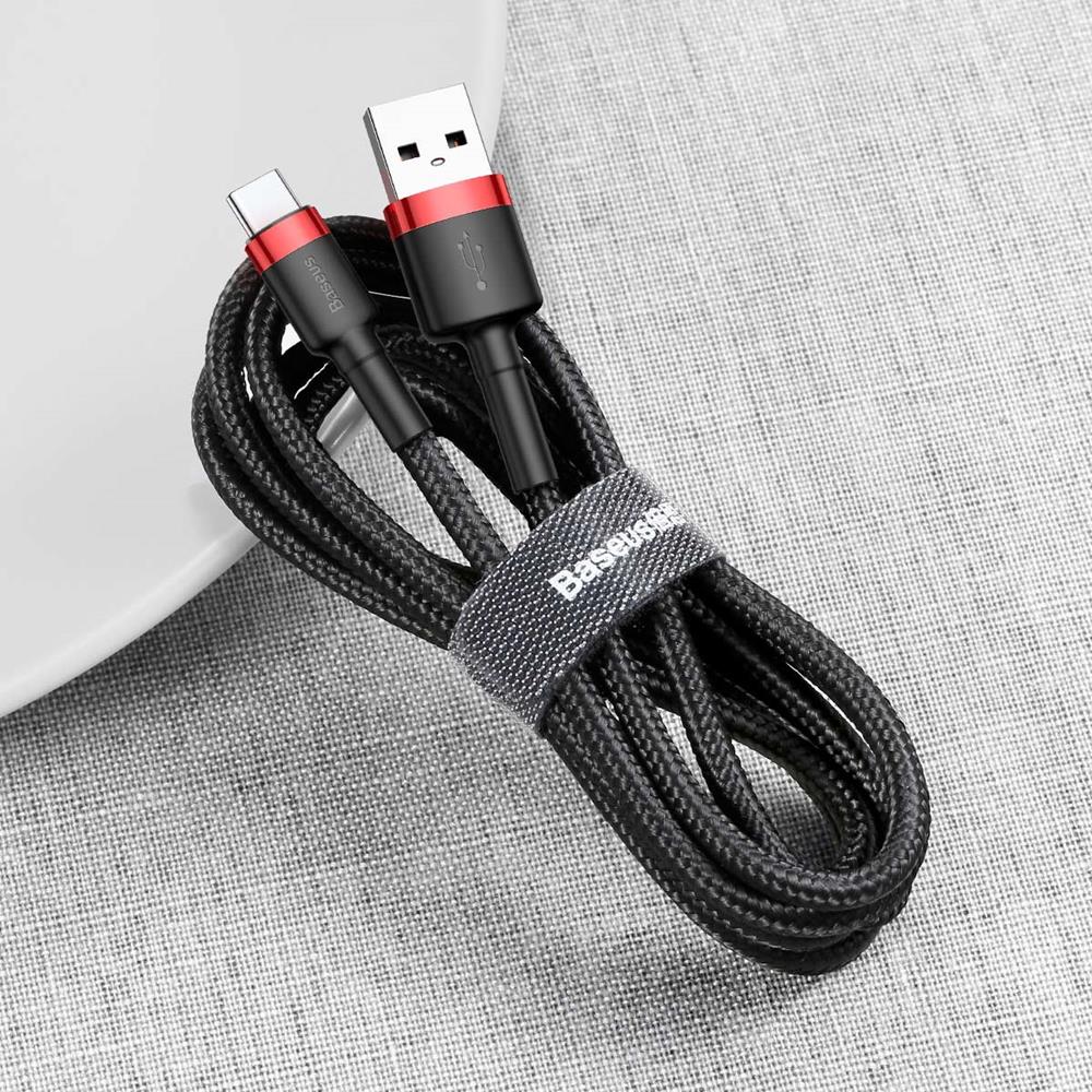 BASEUS KABEL CAFULE USB - USB-C 3,0 M 2A CZERWONO-CZARNY