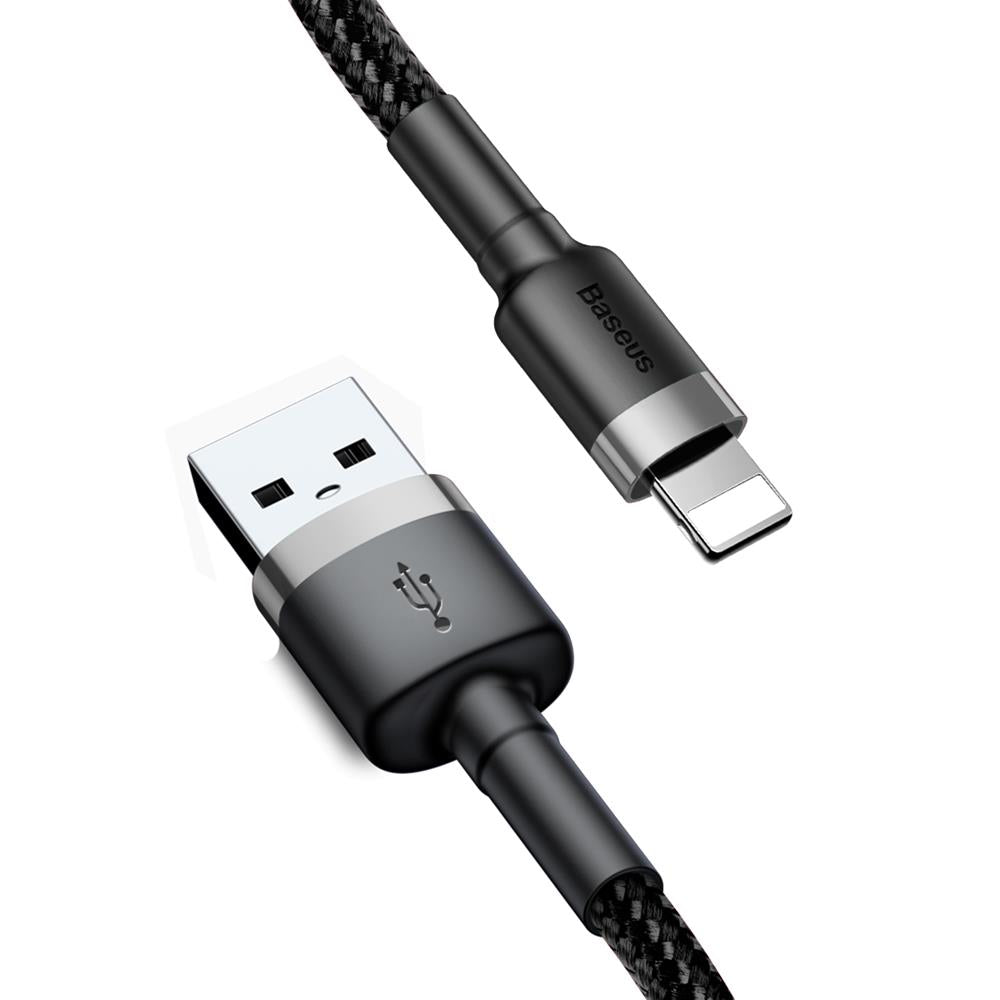 BASEUS KABEL CAFULE USB - LIGHTNING 1,0 M 2,4A SZARO-CZARNY