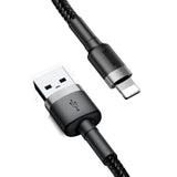BASEUS KABEL CAFULE USB - LIGHTNING 1,0 M 2,4A SZARO-CZARNY