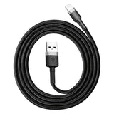 BASEUS KABEL CAFULE USB - LIGHTNING 1,0 M 2,4A SZARO-CZARNY