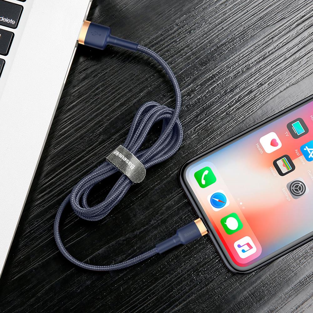 BASEUS KABEL CAFULE USB - LIGHTNING 2,0 M 1,5A ZŁOTO-NIEBIESKI