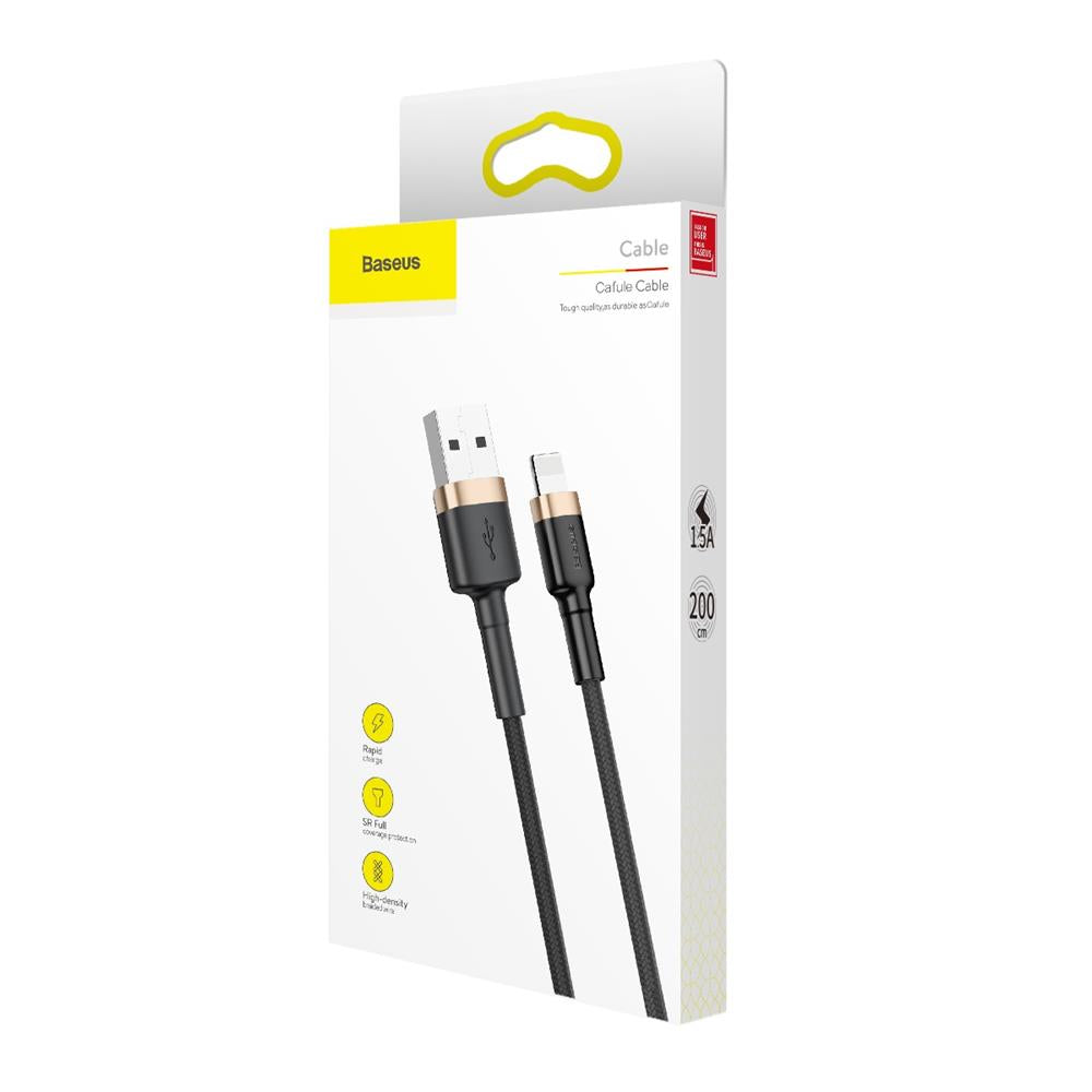 BASEUS KABEL CAFULE USB - LIGHTNING 2,0 M 1,5A ZŁOTO-CZARNY