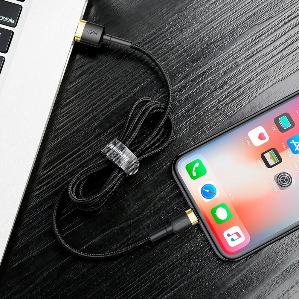 BASEUS KABEL CAFULE USB - LIGHTNING 2,0 M 1,5A ZŁOTO-CZARNY