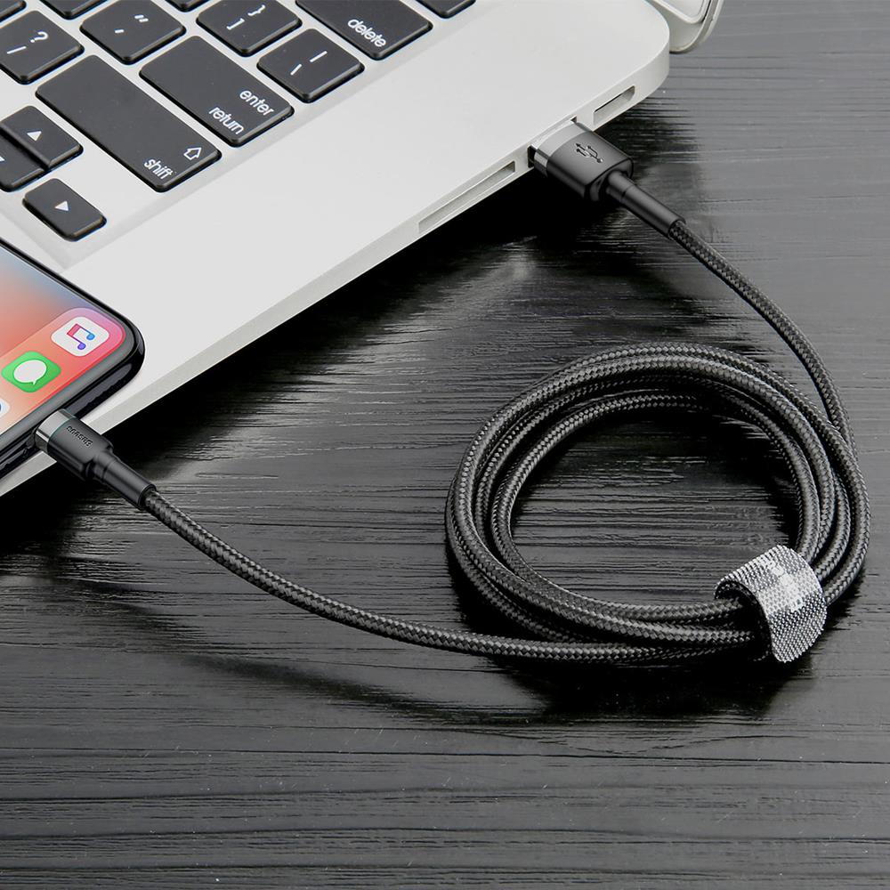 BASEUS KABEL CAFULE USB - LIGHTNING 3,0 M 1,5A SZARO-CZARNY