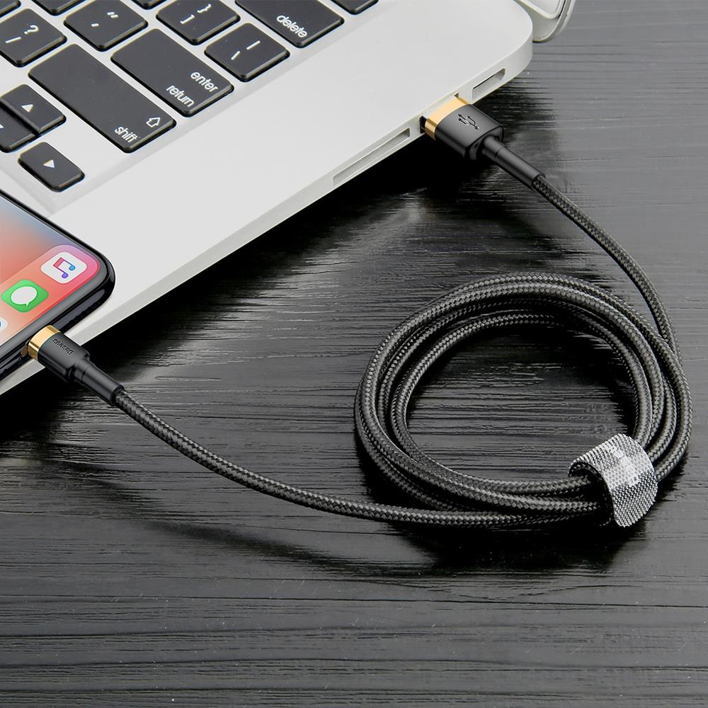 BASEUS KABEL CAFULE USB - LIGHTNING 3,0 M 1,5A ZŁOTO-CZARNY