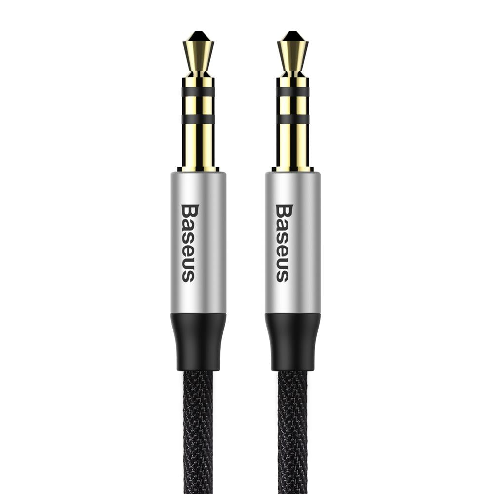 BASEUS KABEL AUDIO YIVEN M30 JACK 3,5 MM - JACK 3,5 MM 1,0 M SREBRNO-CZARNY