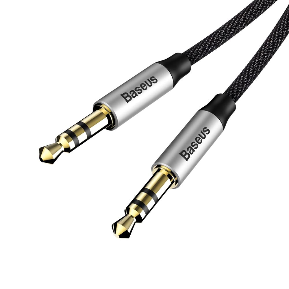 BASEUS KABEL AUDIO YIVEN M30 JACK 3,5 MM - JACK 3,5 MM 1,0 M SREBRNO-CZARNY