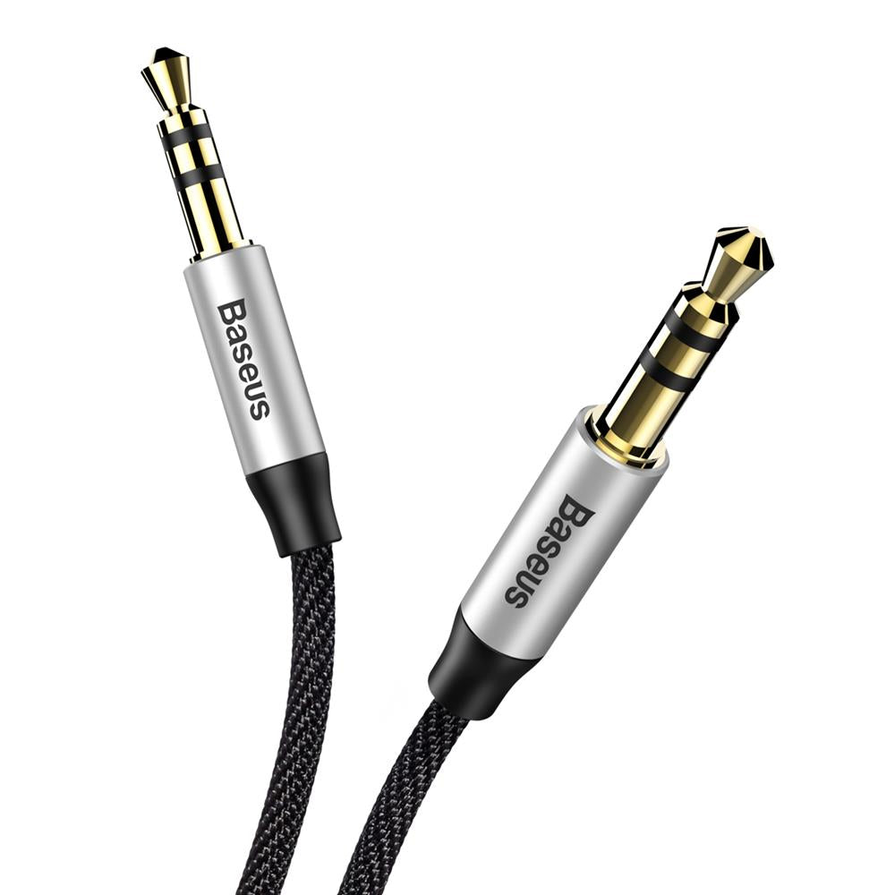 BASEUS KABEL AUDIO YIVEN M30 JACK 3,5 MM - JACK 3,5 MM 1,0 M SREBRNO-CZARNY