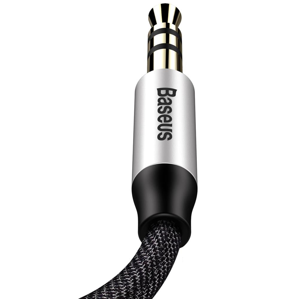 BASEUS KABEL AUDIO YIVEN M30 JACK 3,5 MM - JACK 3,5 MM 1,0 M SREBRNO-CZARNY