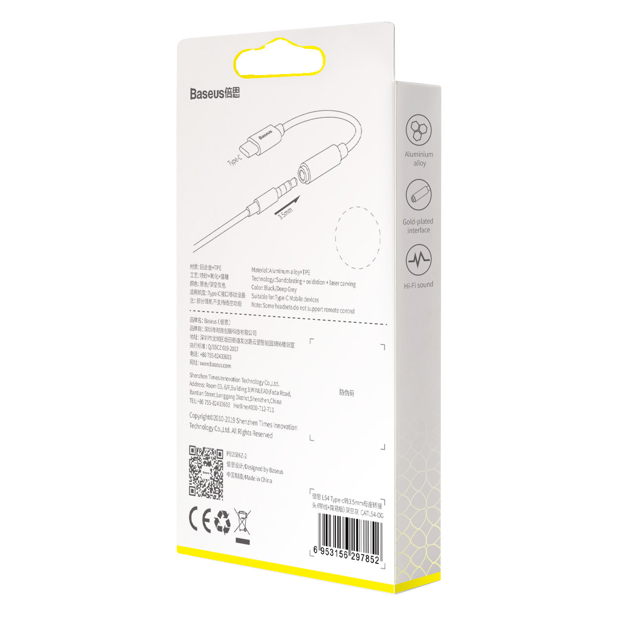 BASEUS ADAPTER L54 USB-C DO JACK 3,5 MM CIEMNO-SZARY