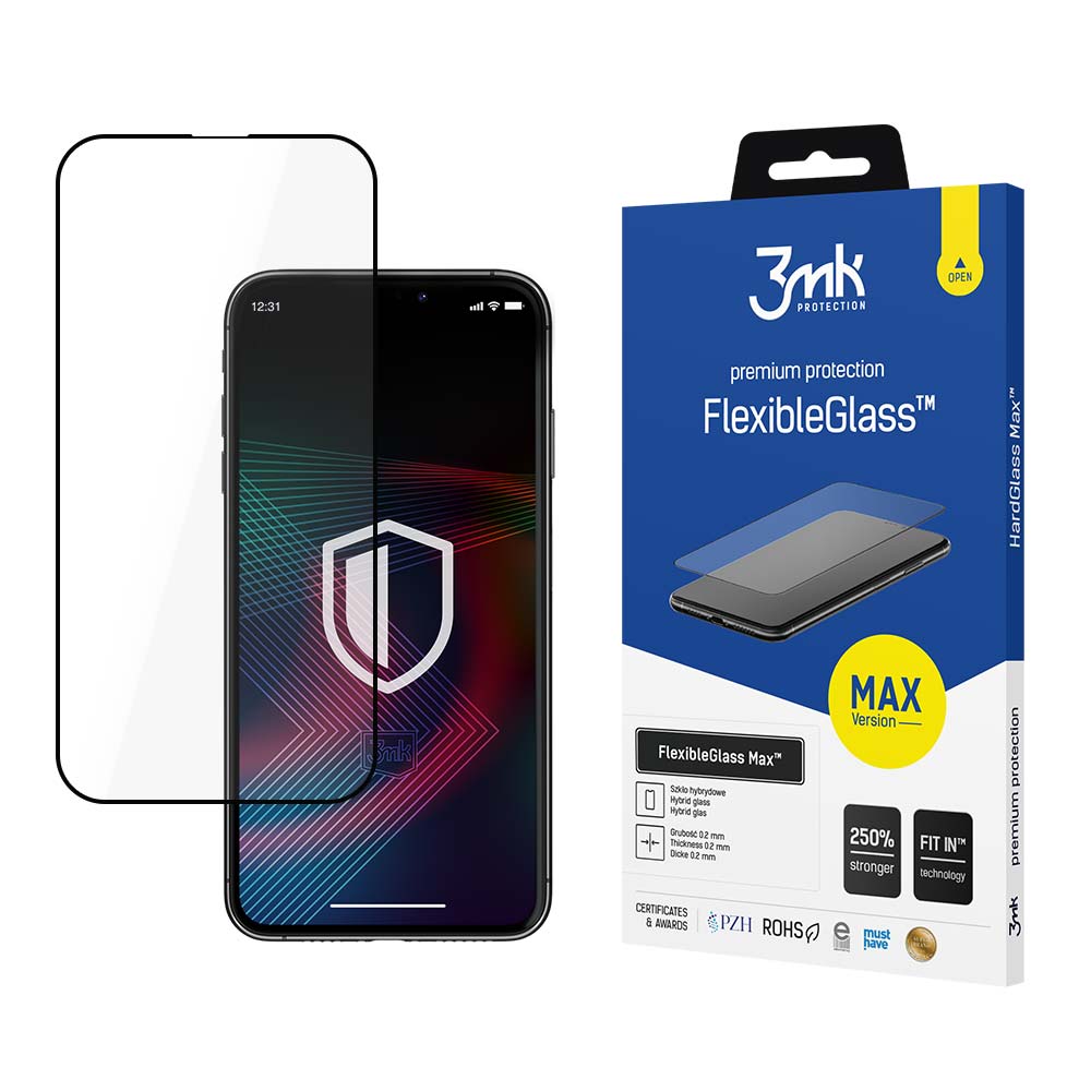 SZKŁO HYBRYDOWE APPLE IPHONE 14 PRO - 3MK FLEXIBLEGLASS MAX BLACK CZARNA RAMKA