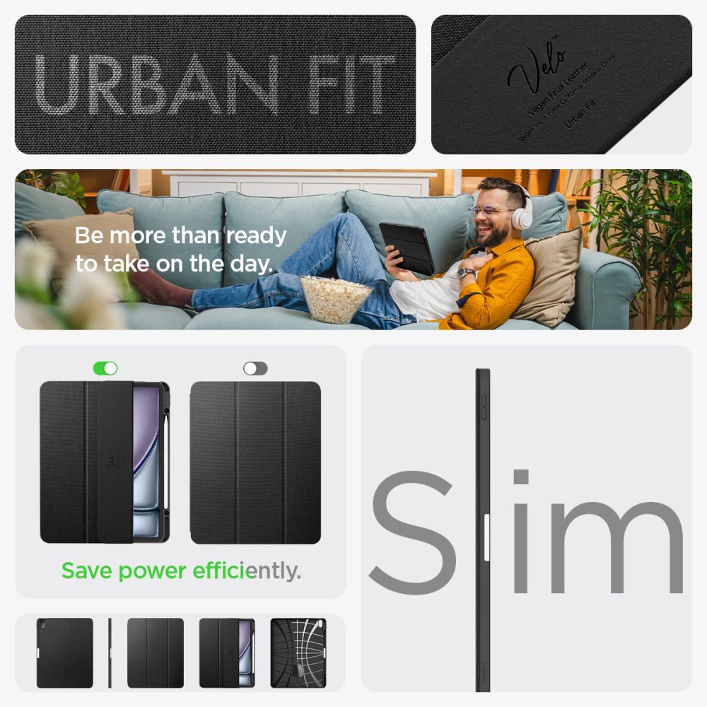 ETUI SPIGEN URBAN FIT IPAD AIR 13” 1 / 2 / 2024-2025 BLACK CZARNE
