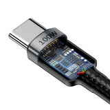 BASEUS KABEL CAFULE PD USB-C - USB-C 2,0 M 5A SZARO-CZARNY 100W