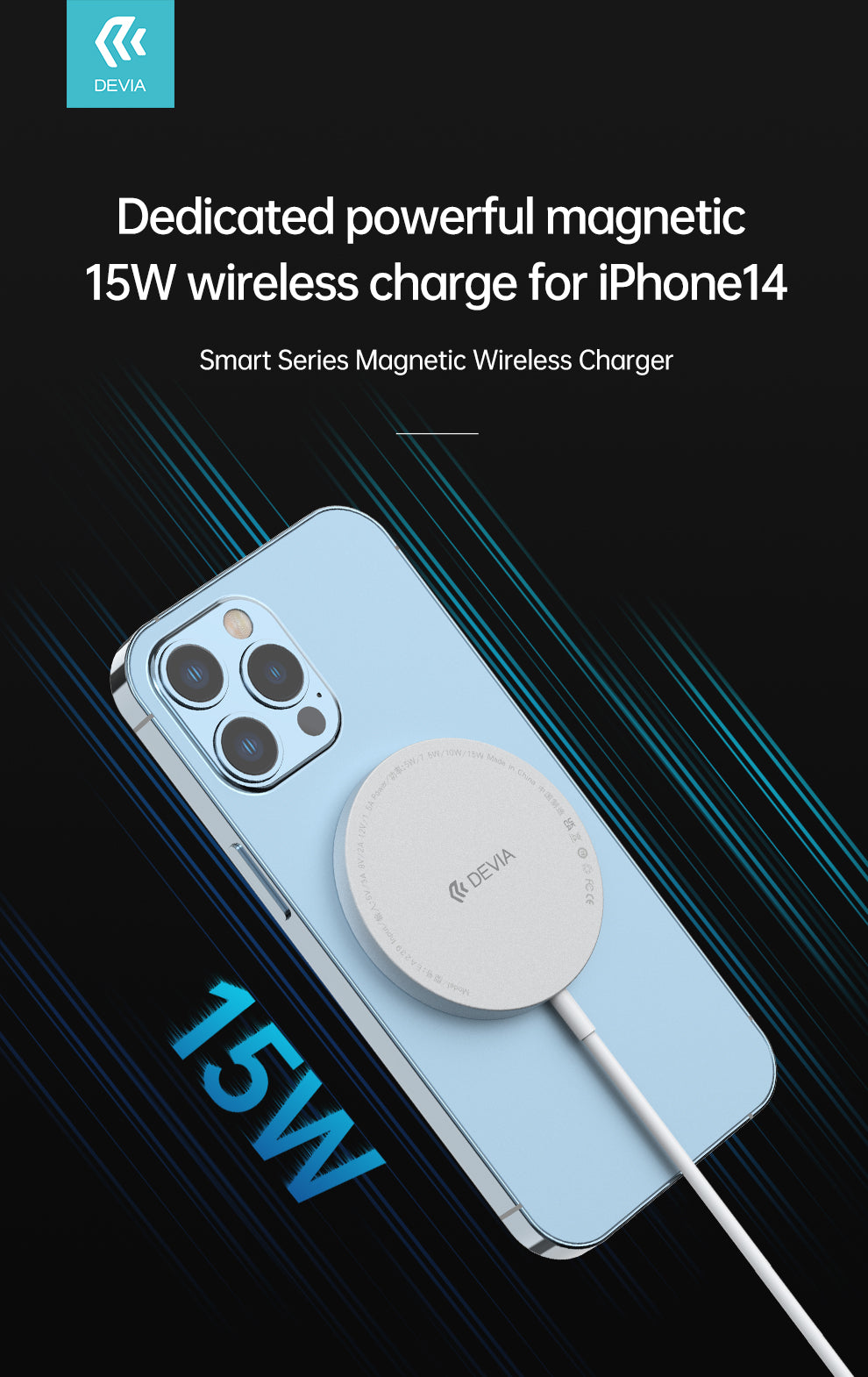 ŁADOWARKA INDUKCYJNA DEVIA SMART MAGNETYCZNA 15W BIAŁA