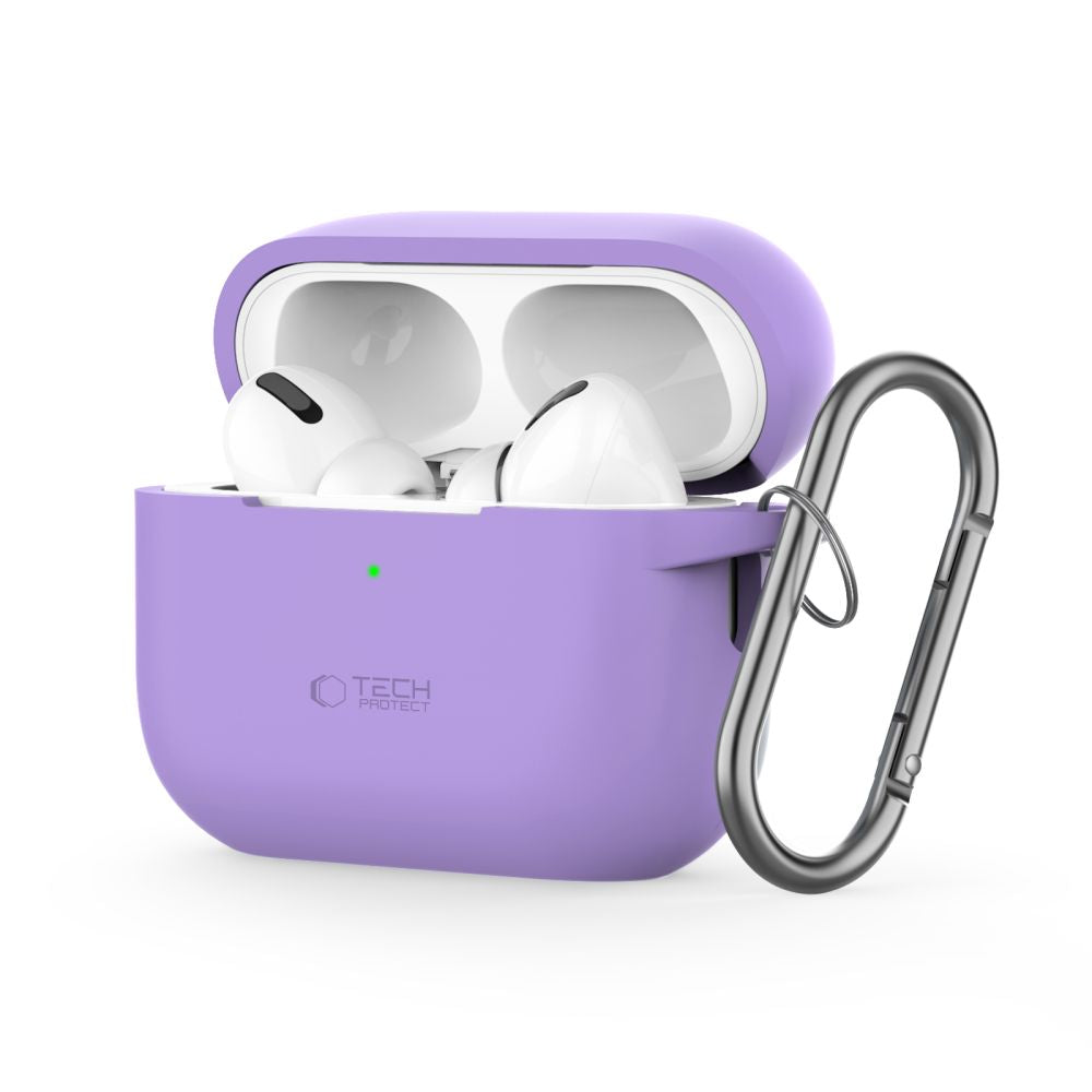 ETUI NA SŁUCHAWKI TECH-PROTECT SILICONE HOOK APPLE AIRPODS PRO 1 / 2 FIOLETOWE