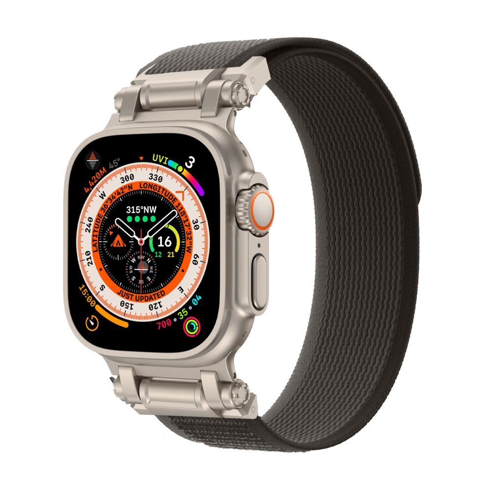 PASEK TECH-PROTECT NYLON DELTA APPLE WATCH 4 / 5 / 6 / 7 / 8 / 9 / SE / ULTRA 1 / 2 (42 / 44 / 45 / 49 MM) BLACK/ORANGE CZARNO POMARAŃCZOWY