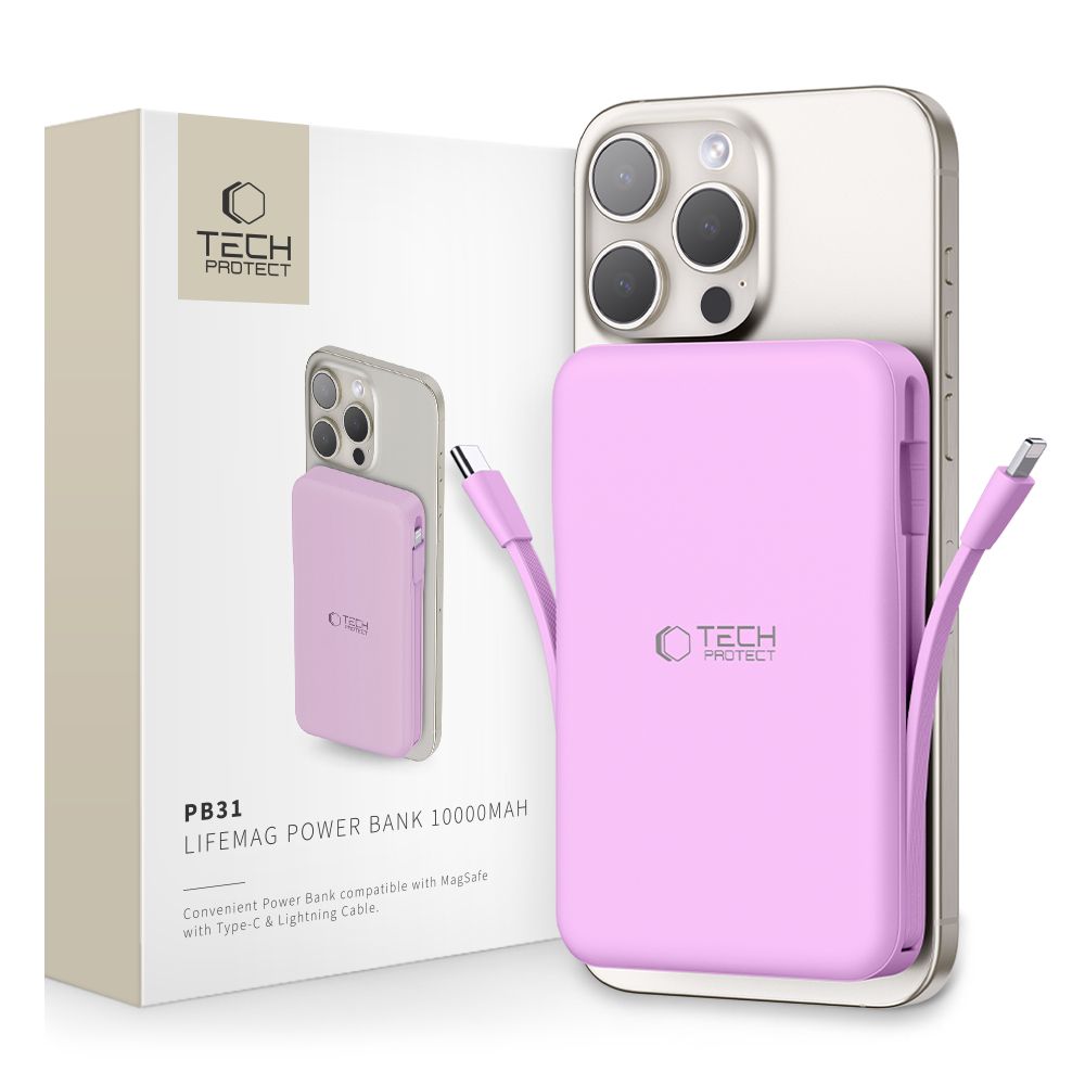 POWERBANK TECH-PROTECT PB31 LIFEMAG MAGSAFE POWER BANK 10000MAH LAVENDER FIOLETOWY