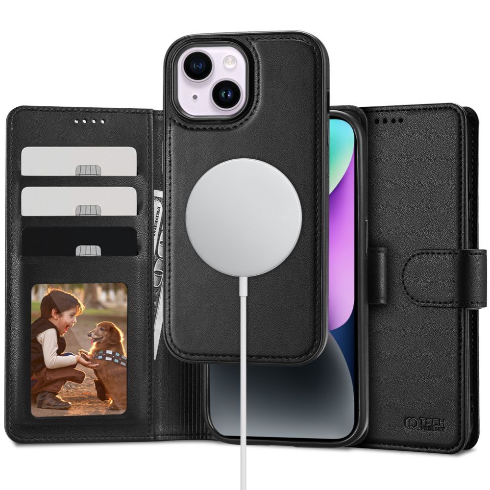 ETUI OTWIERANE TECH-PROTECT WALLET MAGSAFE IPHONE 15 CZARNE