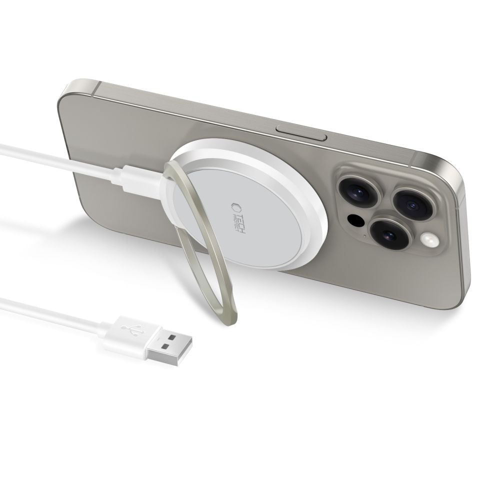 ŁADOWARKA INDUKCYJNA TECH-PROTECT QI15W-A33 MAGNETIC MAGSAFE WIRELESS CHARGER BIAŁA