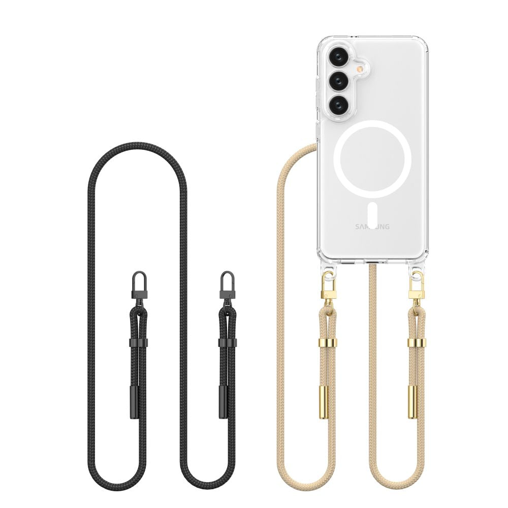 ETUI ZE SMYCZKĄ TECH-PROTECT FLEXAIR CHAIN MAGSAFE SAMSUNG GALAXY S25 CZARNĄ I BEŻOWĄ
