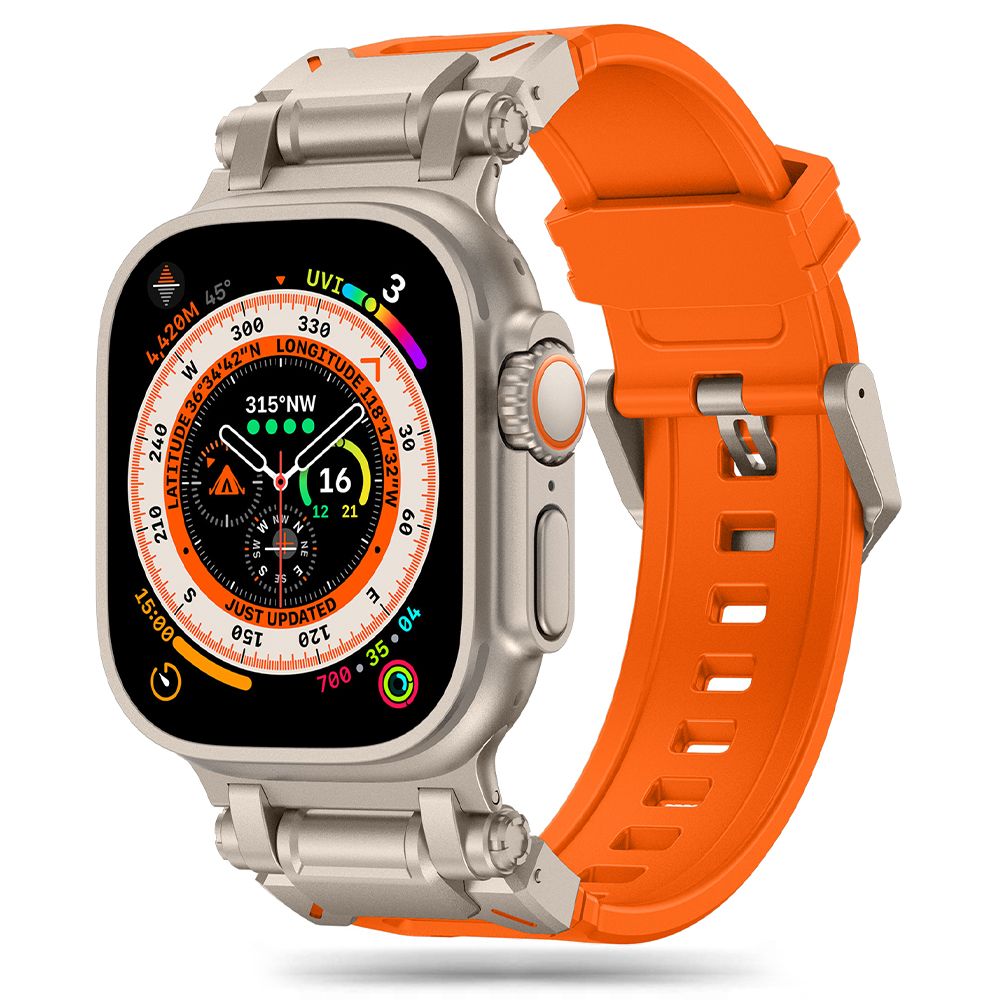 PASEK TECH-PROTECT DELTA PRO APPLE WATCH 6 / 7 / 8 / 9 / 10 / SE / ULTRA 1 / 2 (44 / 45 / 46 / 49 MM) POMARAŃCZOWO TYTANOWY