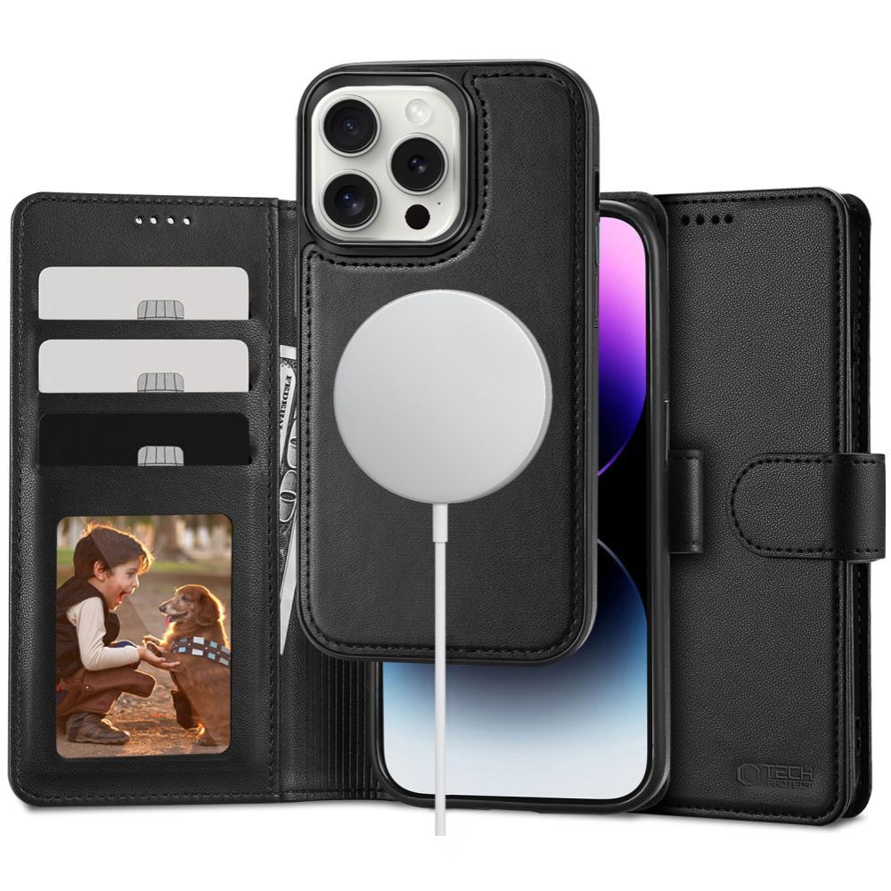 ETUI OTWIERANE TECH-PROTECT WALLET MAGSAFE IPHONE 16 PRO CZARNE