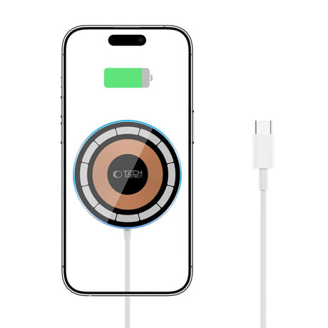 ŁADOWARKA INDUKCYJNA TECH-PROTECT QI15W-A30 MAGNETIC MAGSAFE WIRELESS CHARGER SREBRNA