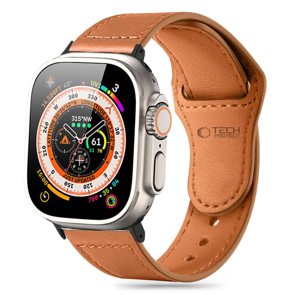 PASEK TECH-PROTECT NATURALFIT APPLE WATCH 6 / 7 / 8 / 9 / 10 / SE (40 / 41 / 42 MM) BROWN BRĄZOWY