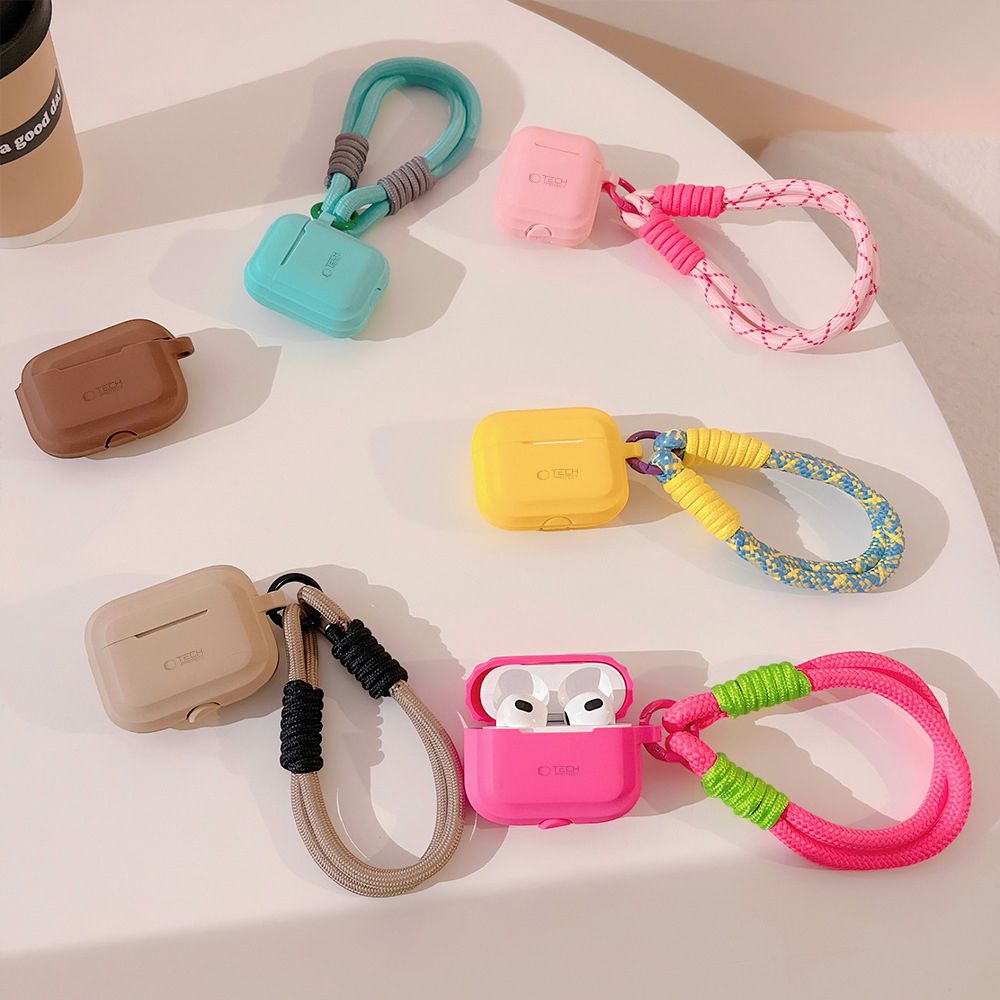 ETUI NA SŁUCHAWKI TECH-PROTECT SILICONE ROPE APPLE AIRPODS PRO 1 / 2 CHOCOLATE BROWN BRĄZOWE