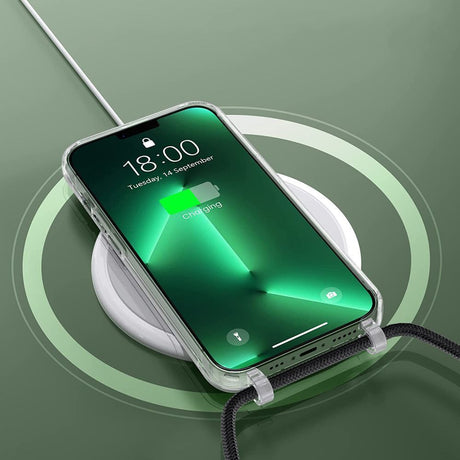 ETUI ZE SMYCZKĄ TECH-PROTECT FLEXAIR CHAIN MAGSAFE IPHONE 15 PRO MAX CZARNA I BEŻOWA