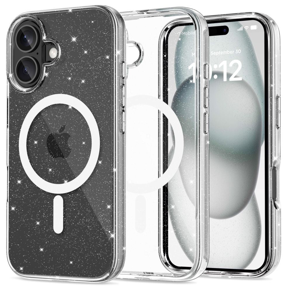 ETUI TECH-PROTECT FLEXAIR HYBRID MAGSAFE IPHONE 16 GLITTER BROKATOWE