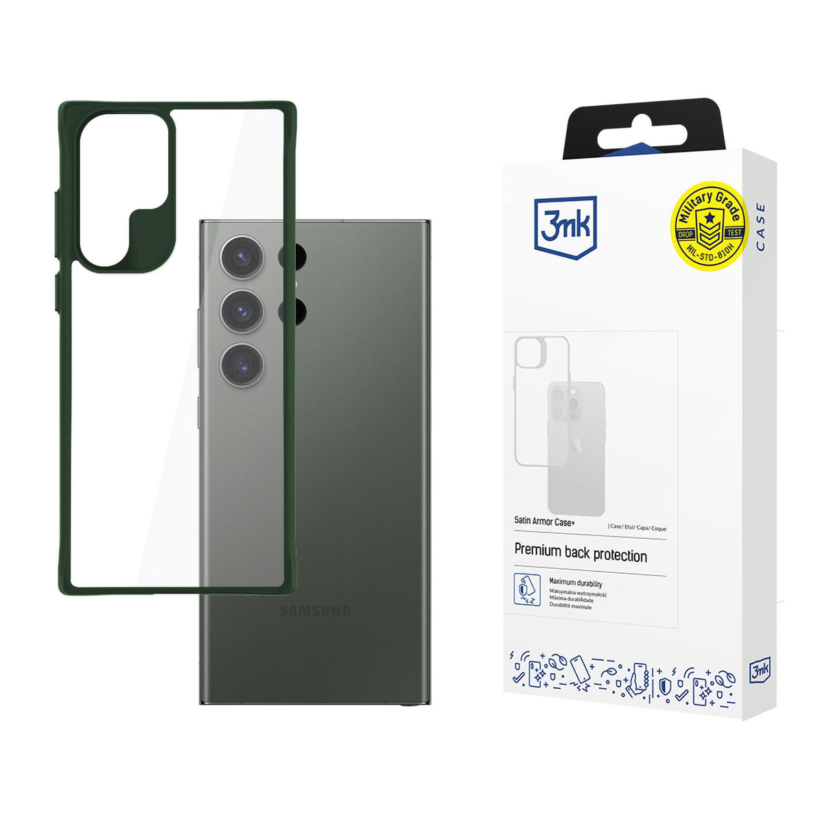 ETUI SAMSUNG GALAXY S24 ULTRA - 3MK SATIN ARMOR CASE+ GREEN ZIELONE