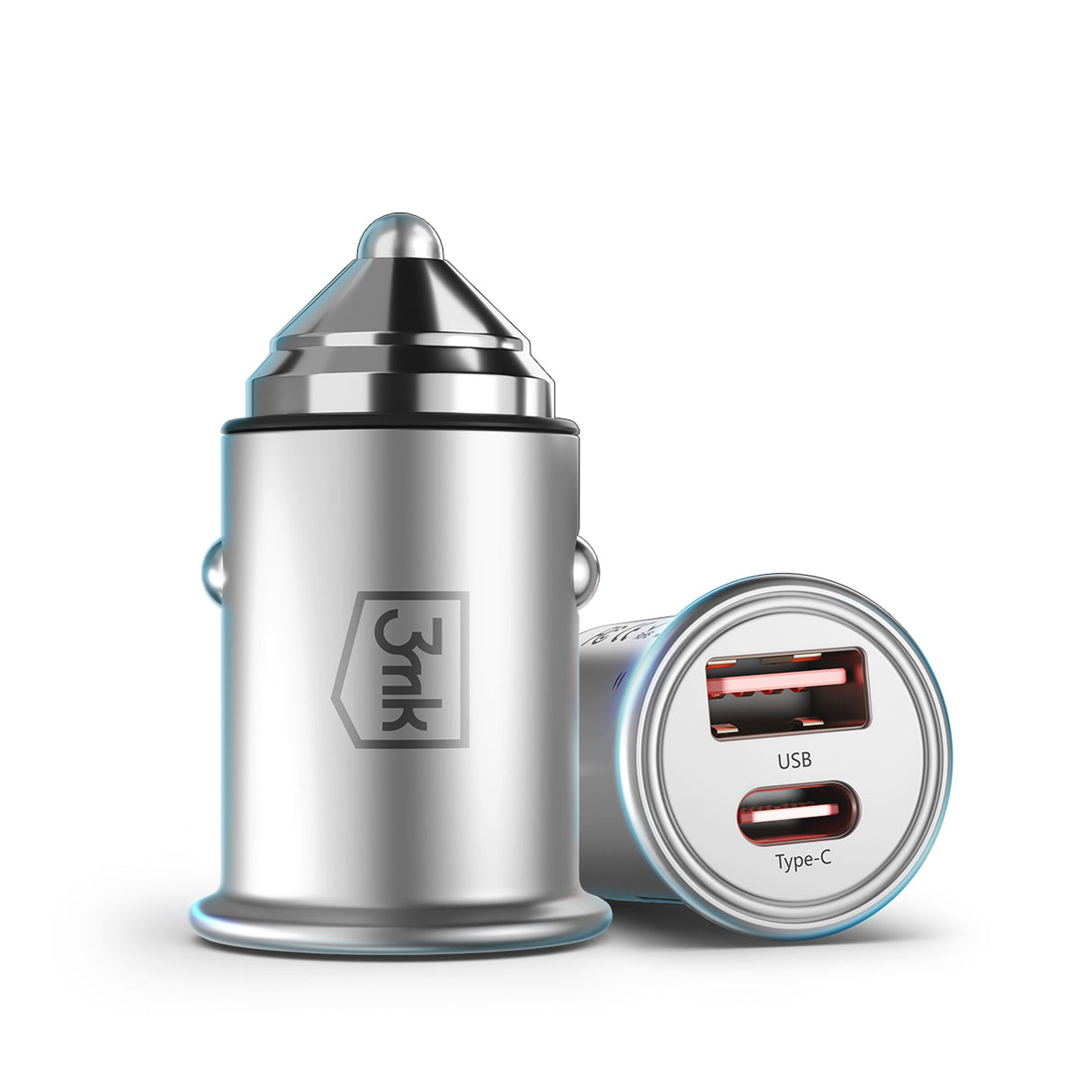 ŁADOWARKA SAMOCHODOWA 3MK HYPER CAR CHARGER 30W PD QC PPS USB 1A1C SILVER