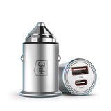 ŁADOWARKA SAMOCHODOWA 3MK HYPER CAR CHARGER 30W PD QC PPS USB 1A1C SILVER