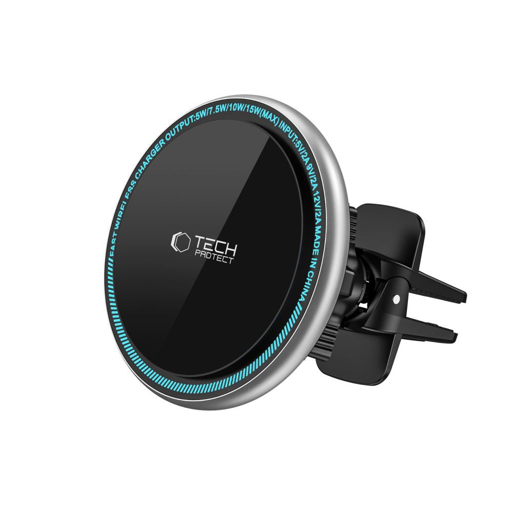 UCHWYT SAMOCHODOWY Z ŁADOWANIEM INDUKCYJNYM TECH-PROTECT A2 MAGNETIC MAGSAFE WIRELESS CHARGER 15W CZARNY