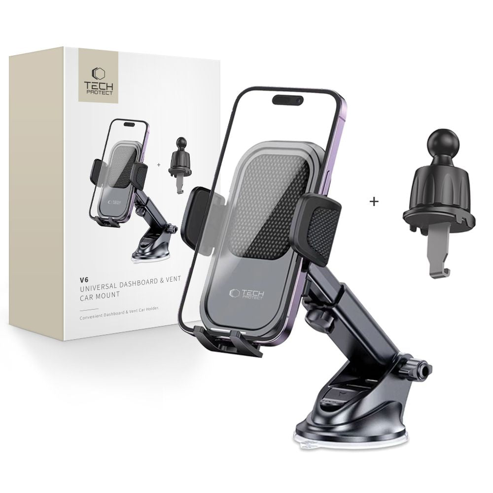 UCHWYT SAMOCHODOWY DO KRATKI, KOKPIT I SZYBĘ TECH-PROTECT V6 UNIVERSAL DASHBOARD & VENT CAR MOUNT CZARNY