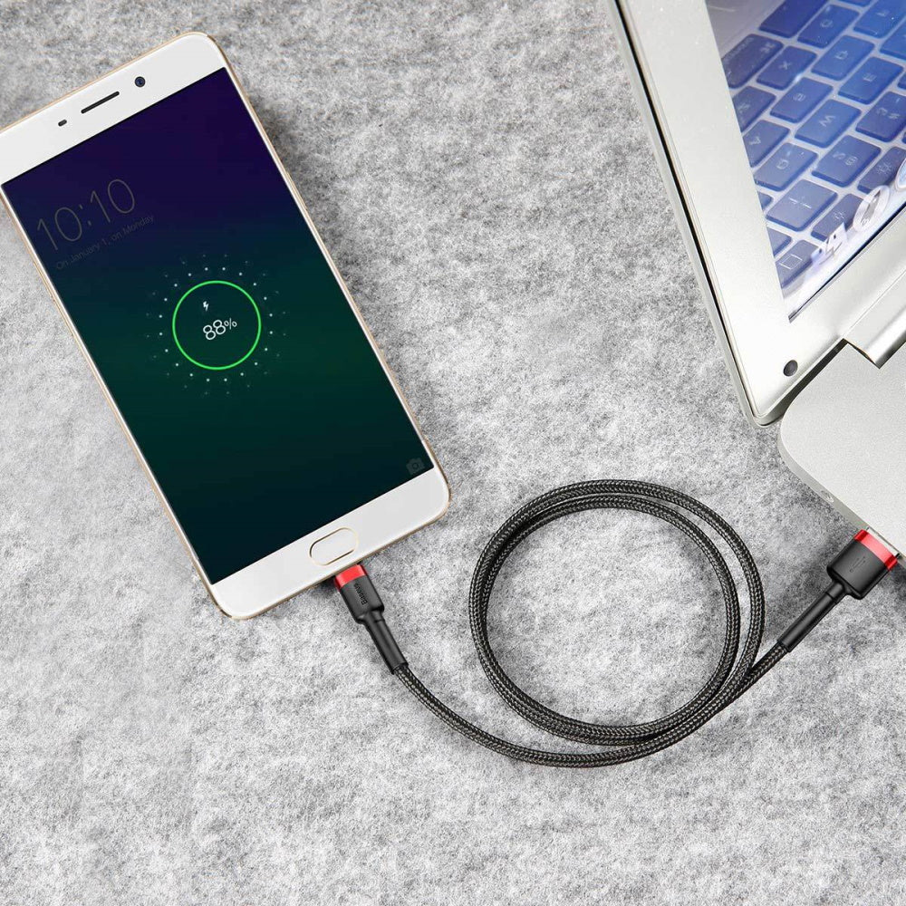 BASEUS KABEL CAFULE USB - MICRO USB 2,0 M 1,5A CZARNO-CZERWONY