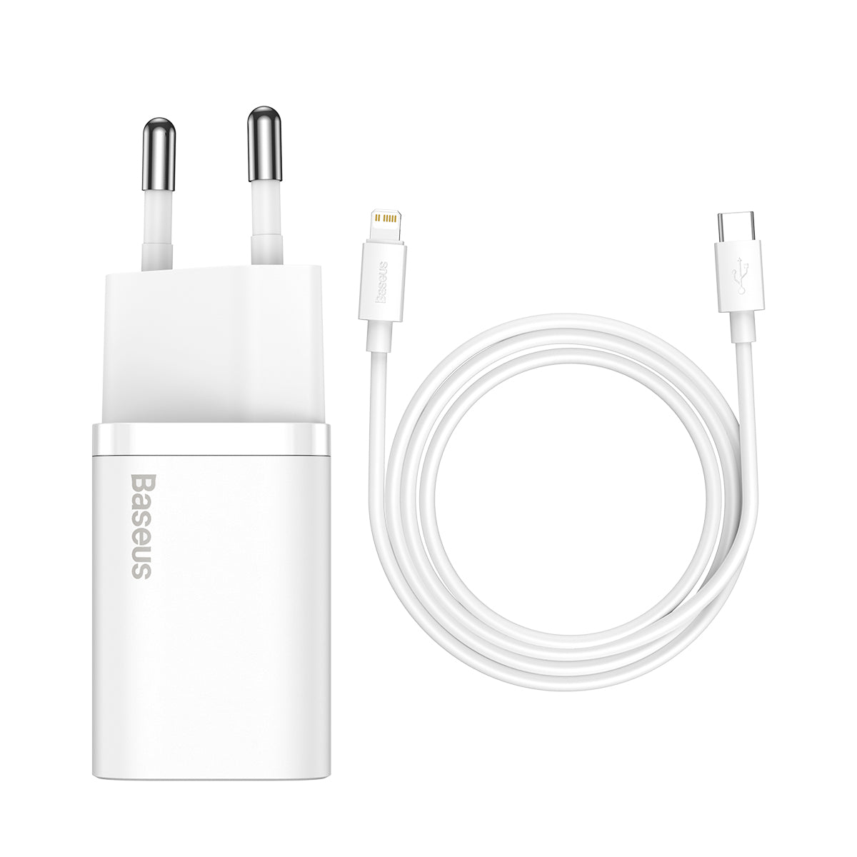 BASEUS ŁADOWARKA SIECIOWA SUPER SI PD 20W 1X USB-C BIAŁA + KABEL USB-C - LIGHTNING