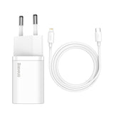 BASEUS ŁADOWARKA SIECIOWA SUPER SI PD 20W 1X USB-C BIAŁA + KABEL USB-C - LIGHTNING