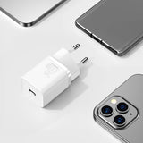 BASEUS ŁADOWARKA SIECIOWA SUPER SI PD 20W 1X USB-C BIAŁA + KABEL USB-C - LIGHTNING