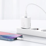 BASEUS ŁADOWARKA SIECIOWA SUPER SI PD 20W 1X USB-C BIAŁA + KABEL USB-C - LIGHTNING