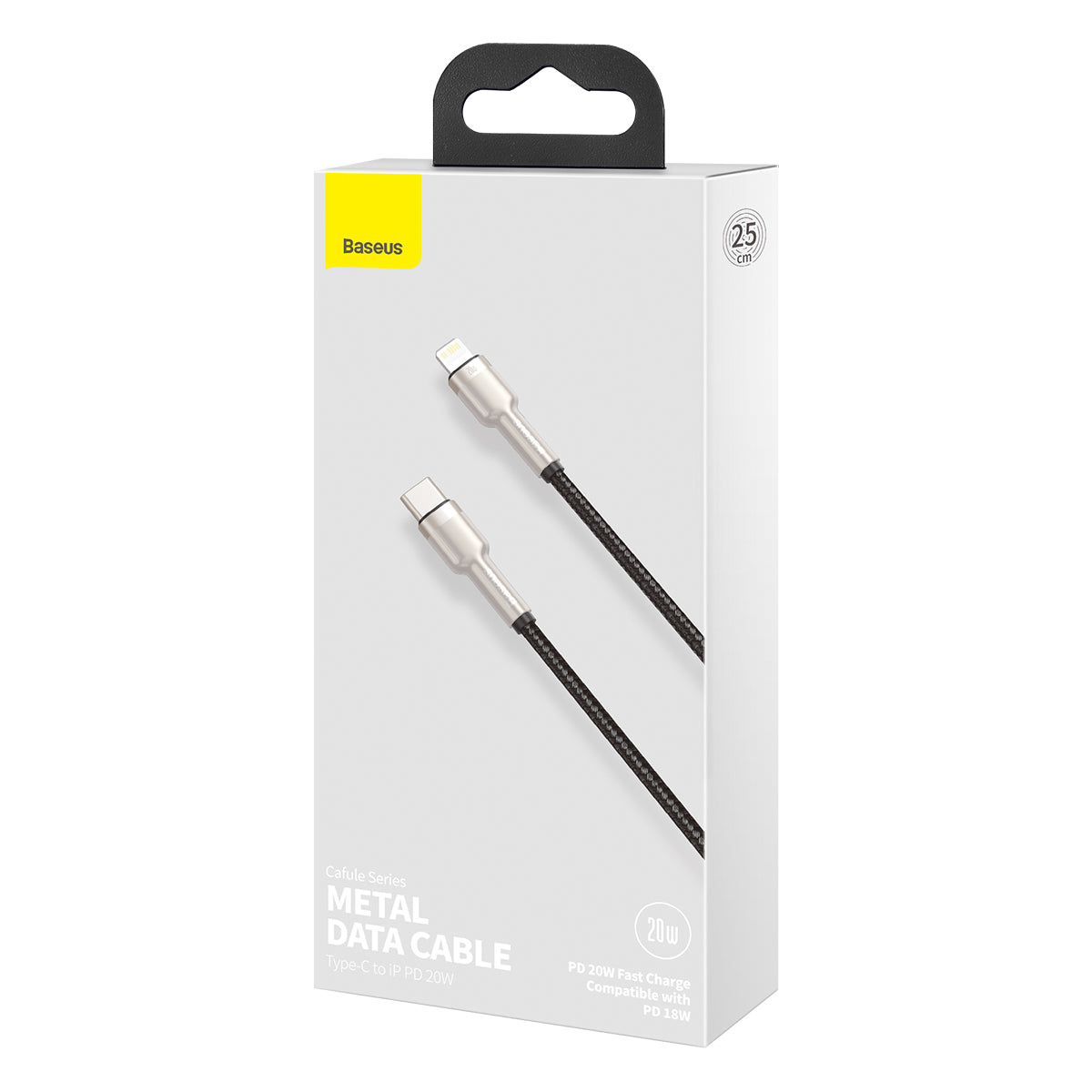 BASEUS KABEL CAFULE METAL PD USB-C - LIGHTNING 0,25 M CZARNY 20W
