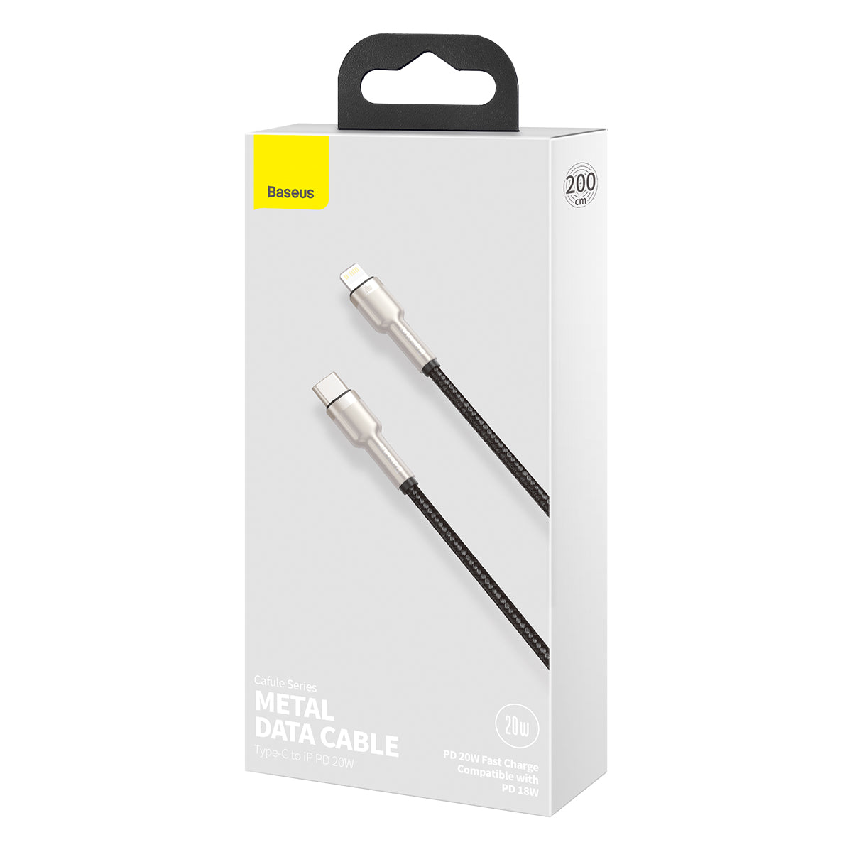BASEUS KABEL CAFULE METAL PD USB-C - LIGHTNING 2,0 M CZARNY 20W