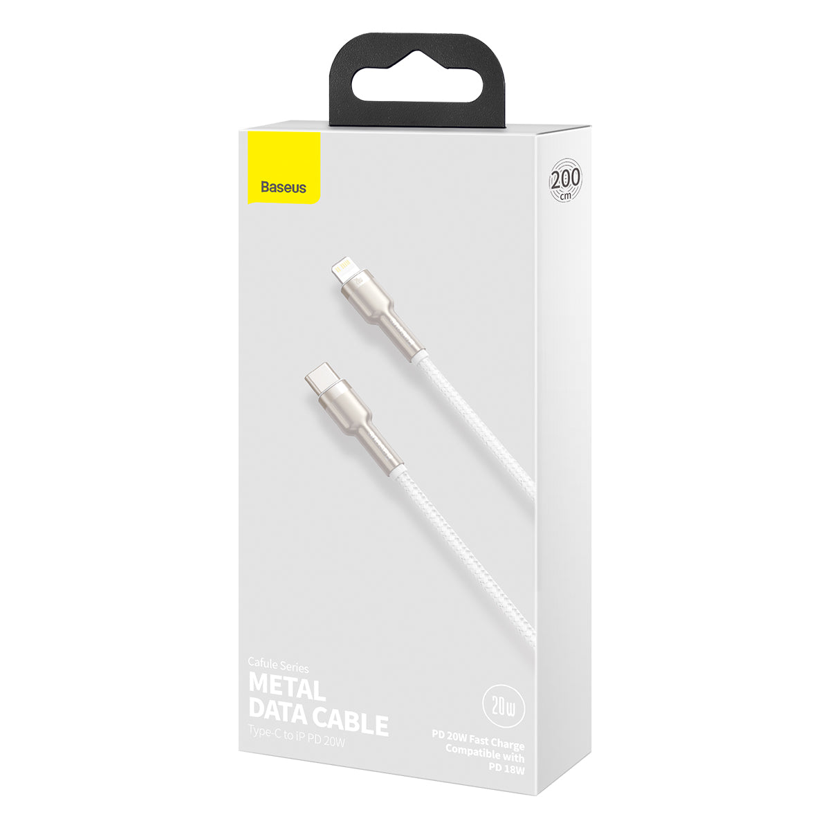BASEUS KABEL CAFULE METAL PD USB-C - LIGHTNING 2,0 M BIAŁY 20W