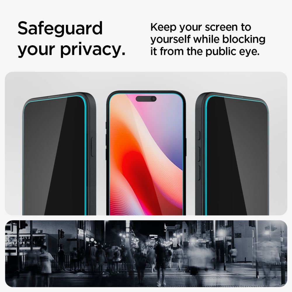 SZKŁO HARTOWANE PRYWATYZUJĄCE SPIGEN GLAS.TR ”EZ FIT” 2-PACK IPHONE 15 / 16 PRIVACY
