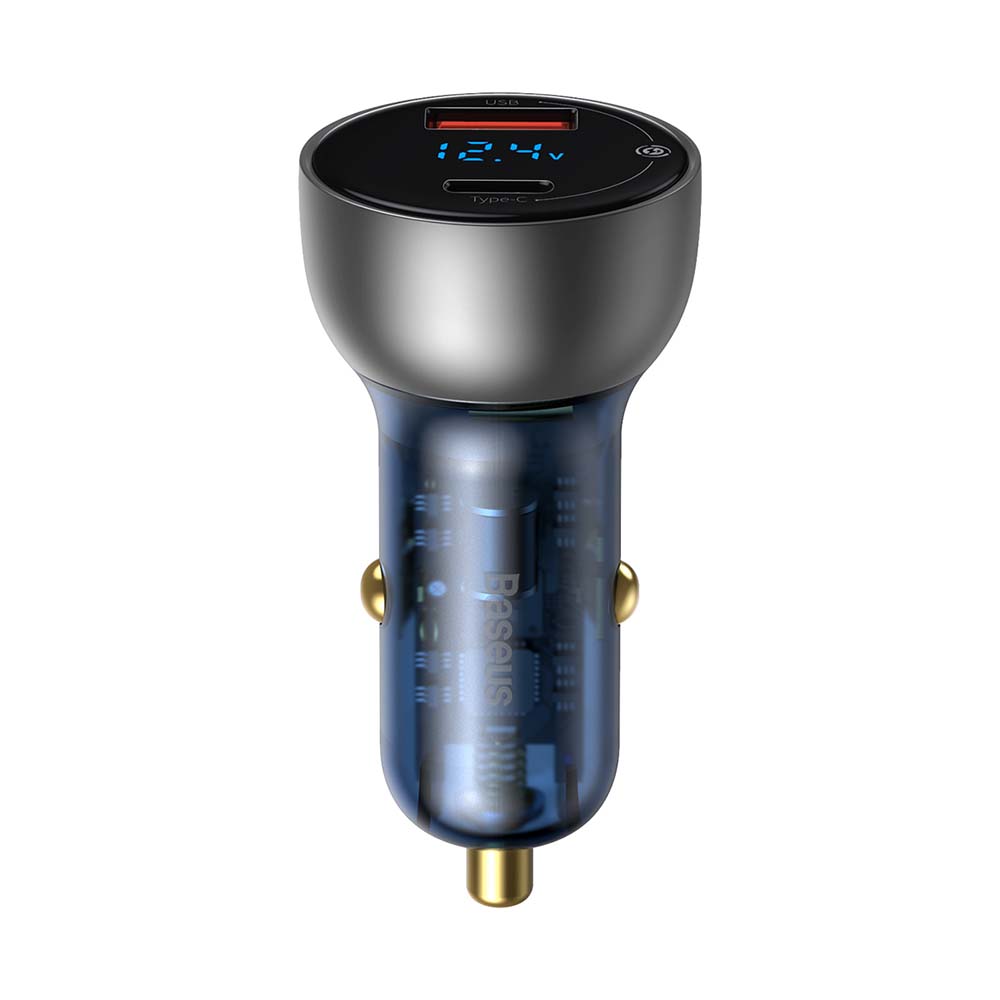 BASEUS ŁADOWARKA SAMOCHODOWA PARTICULAR PD 65W 1X USB 1X USB-C PRZEŹROCZYSTA