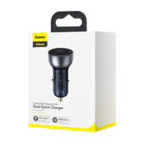 BASEUS ŁADOWARKA SAMOCHODOWA PARTICULAR PD 65W 1X USB 1X USB-C PRZEŹROCZYSTA