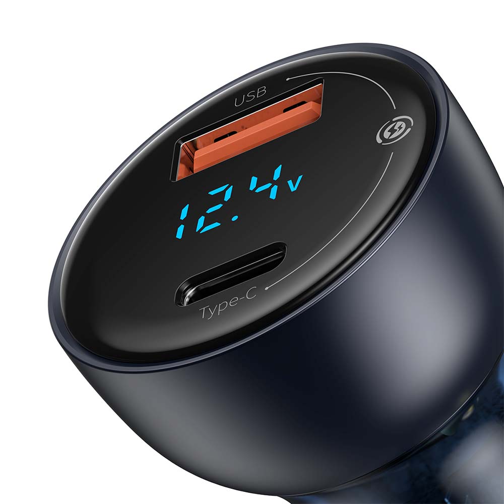 BASEUS ŁADOWARKA SAMOCHODOWA PARTICULAR PD 65W 1X USB 1X USB-C SZARA