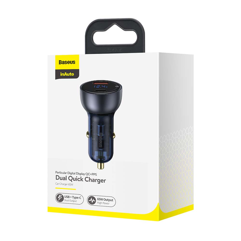 BASEUS ŁADOWARKA SAMOCHODOWA PARTICULAR PD 65W 1X USB 1X USB-C SZARA