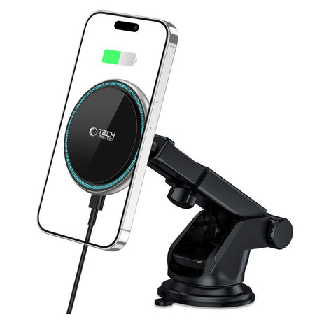 UCHWYT SAMOCHODOWY Z ŁADOWANIEM INDUKCYJNYM TECH-PROTECT A2 MAGNETIC MAGSAFE WIRELESS CHARGER 15W CZARNY
